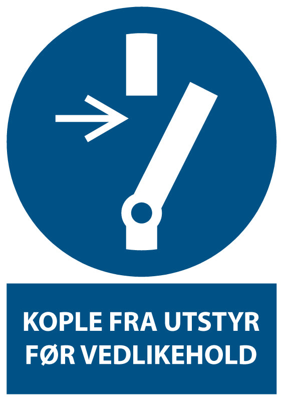 Kople fra utstyr før vedlikehold