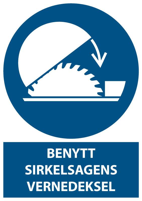 Benytt sirkelsagens vernedeksel