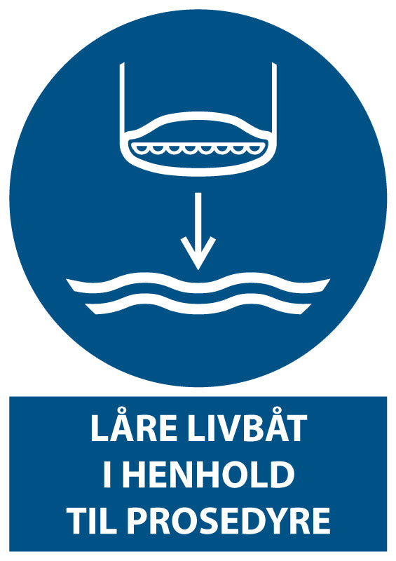 Låre livbåt i henhold til prosedyre – påbudsskilt ISO 7010 M039 (bilde 3)