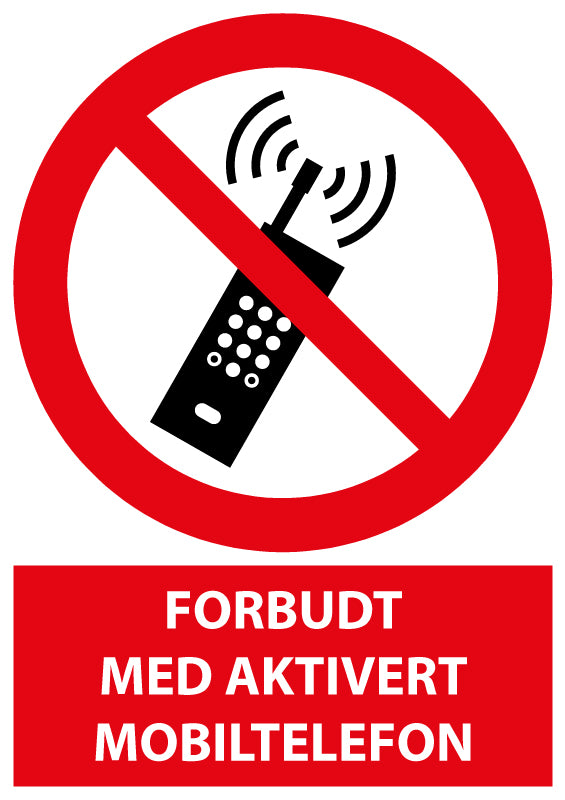 Forbudt med aktivert mobiltelefon