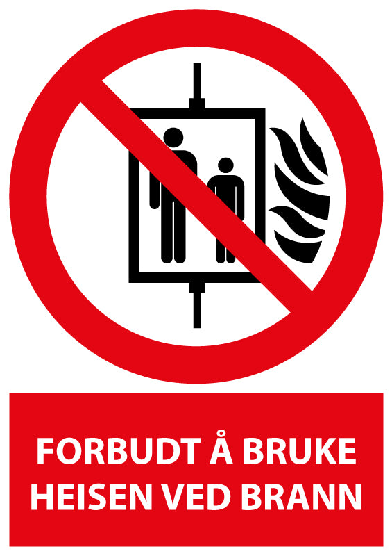 Forbudt å bruke heisen ved brann