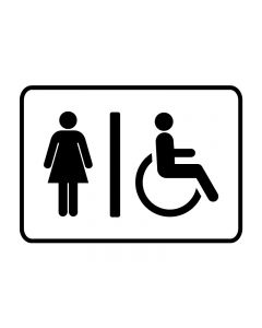 Dame og handikap-Skilt 15x15 cm-Hvit